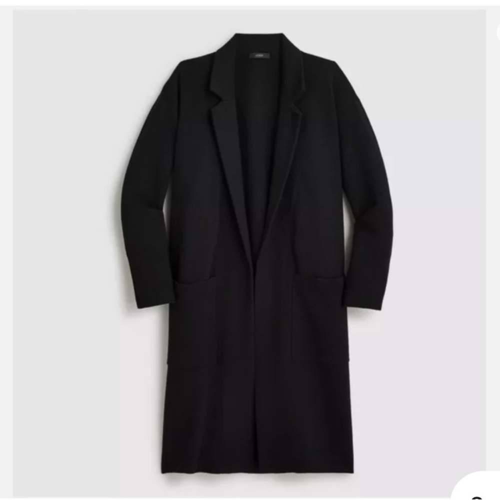 J. Crew Black Ella Open-front Long Sweater Blazer xxs  AD753. Great condition